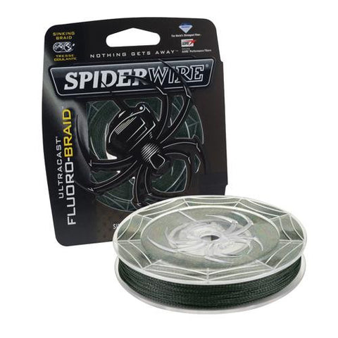 Ultracast Fluoro-Braid Superline Line Spool - 300 Yards, 0.013" Diameter, 40 lbs Breaking Strength, Moss Green