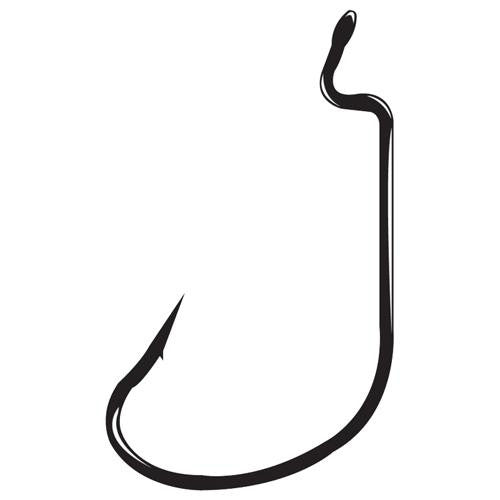 Worm Hook, Offset Shank, G-Lock - Size 2-0, NS Black, Per 6