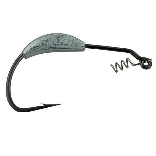 Worm Hook, Superline, Weighted, Spring Lock - Size 3-0, 1-16 oz, NS Nlack, Per 4