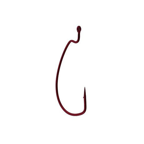 Worm Hook, Offset Shank, EWG - Size 1-0, Red, Per 6