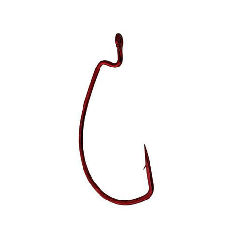 Worm Hook, Superline, Offset Shank, EWG - Size 5-0, Red, Per 4