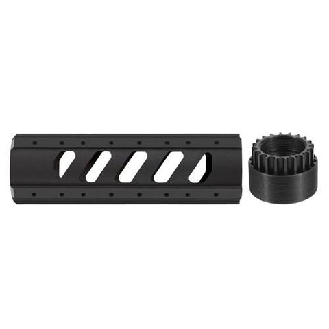 AR-15 Aluminum 6 Side Free Float Forend - Carbine Length with Slotted Barrel Nut, Black