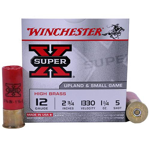 12 Gauge - Super X High Brass Game, 2 3-4", 1 1-4 oz, #5 Lead Shot, Per 25