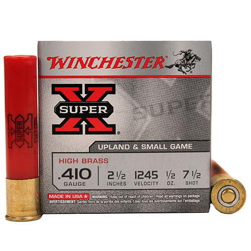 410 Gauge - Super-X, High Brass Game, 2 1-2", 1-2 oz, #7 1-2 Lead Shot, Per 25