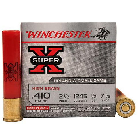 410 Gauge - Super-X, High Brass Game, 2 1-2", 1-2 oz, #7 1-2 Lead Shot, Per 25