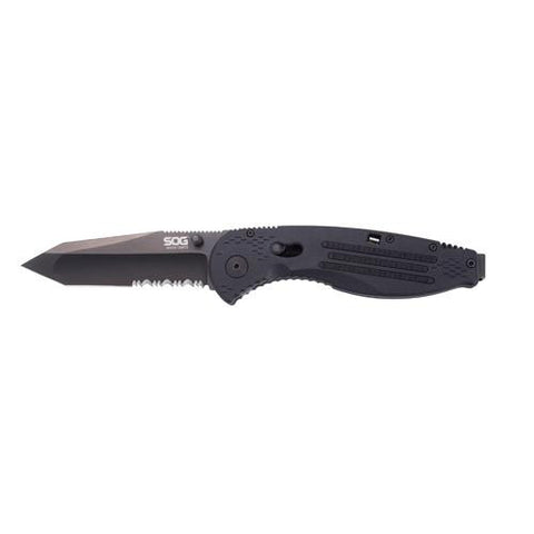 Aegis Series Knife - Black TiNi, Tanto, Partially Serrated, Box