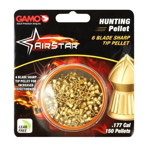 Airstar 6 Blade Sharp TipHunt Pellets, .177 Caliber 4.3g, Per 150