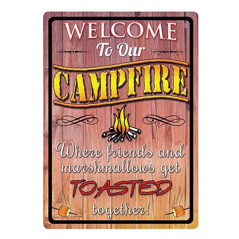 Tin Sign - Welcome To Our Campfire, Size 12" x 17"