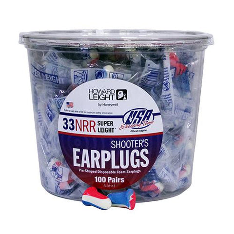 USA Shooters Earplugs, Red-White-Blue, Per 100