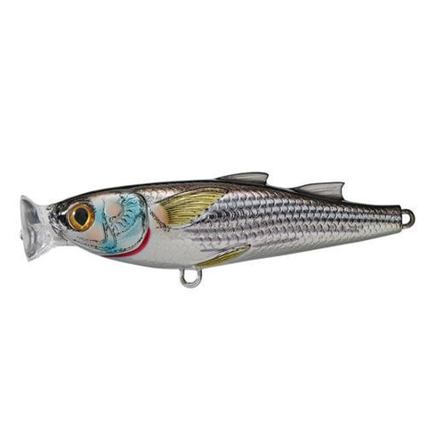 Mullet Popper - Saltwater, 4 3-4", #1 Hook, Topwater Depth, Silver-Blue