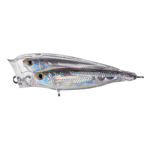 Glass Minnow Juvenile Baitball Popper - Saltwater, 3", #4 Hook, Topwater Depth, Silver-Smoke