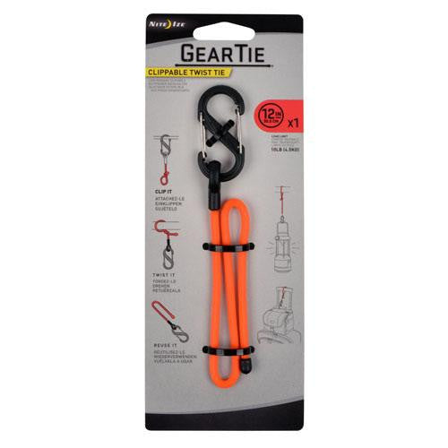 Gear Tie Clippable Twist Tie 12" - Bright Orange