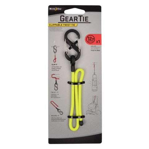 Gear Tie Clippable Twist Tie 12" - Neon Yellow