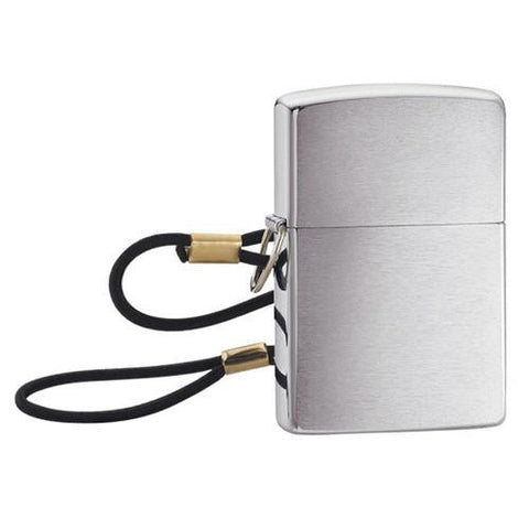 Windproof Lighter - Chrome with Loop and Lanyard