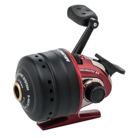 Abumatic SX Spincast Reel - 3.6:1 Gear Ratio, 3 Bearings, 23" Retrieve Rate 8lb Max Drag, Ambidextrous, Box