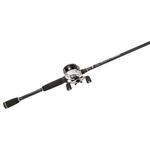 Silver Max Baitcast Low Profile Combo - 6.4:1 Gear Ratio. 6 Bearings, 6'6" 1pc Rod, 8-15 lb Line Rate, Medium Power, LH