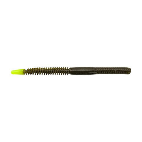 PowerBait Shaky Snake Soft Bait - 5" Length, Green Pumpkin-Chartreuse, Per 8