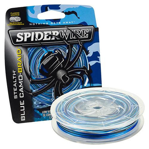 Stealth Braid Superline Line Spool - 125 Yards, 0.008" Diameter, 10 lbs Breaking Strength, Blue Camo