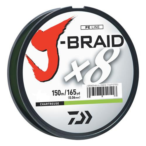 J-Braid Braided Line, 10 lbs Tested - 165 Yards-150m Filler Spool, Chartreuse