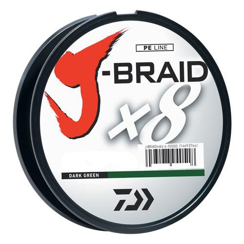 J-Braid Braided Line, 10 lbs Tested - 330 Yards-300m Filler Spool, Dark Green