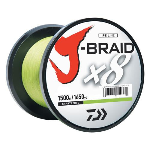 J-Braid Braided Line, 15 lbs Tested - 1650 Yards-1500m Filler Spool, Chartreuse