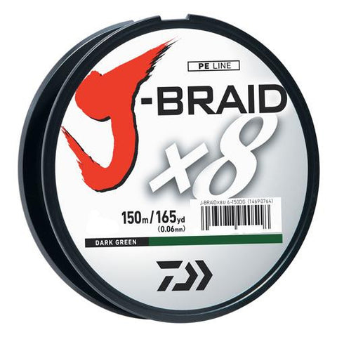 J-Braid Braided Line, 15 lbs Tested - 165 Yards-150m Filler Spool, Dark Green