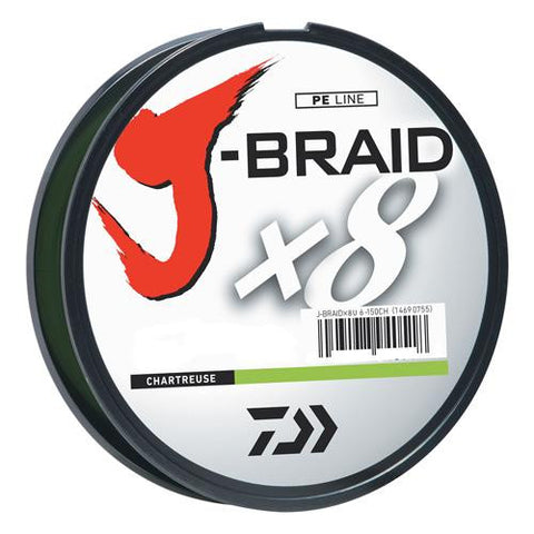 J-Braid Braided Line, 15 lbs Tested - 330 Yards-300m Filler Spool, Chartreuse