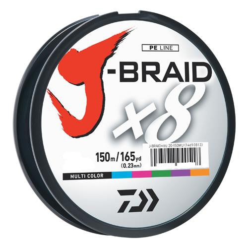 J-Braid Braided Line, 20 lbs Tested - 165 Yards-150m Filler Spool, Multi Color