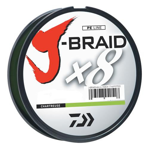 J-Braid Braided Line, 20 lbs Tested - 330 Yards-300m Filler Spool, Chartreuse