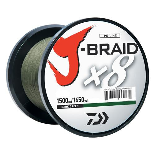 J-Braid Braided Line, 65 lbs Tested - 1650 Yards-1500m Filler Spool, Dark Green