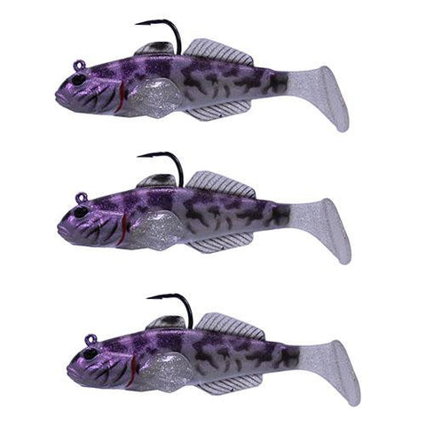 Live Target Gobies - Cast and Retrieve, Freshwater Type, Violet-Smoke Color, Black Chrome Hook