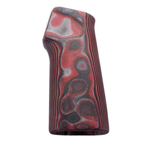 AR15-M16 15 Degree, Vertical No Finger Groove Grip - Smooth, G10 G-Mascus, Red Lava