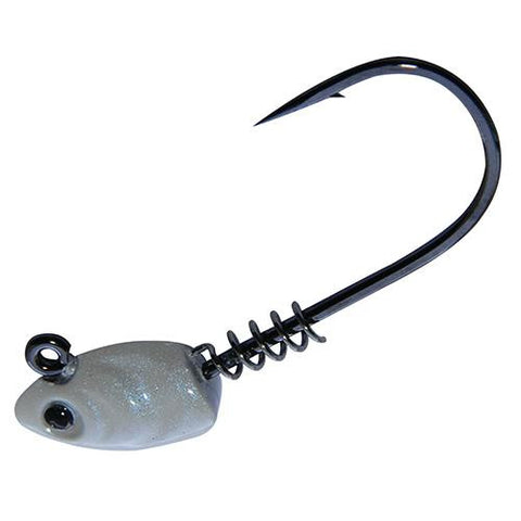 Superline Swim Bait Head Hook - Size 5, 1-2 oz, Pearl White, Per 3