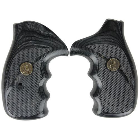 Renegade Wood Laminate Revolver Grips - Smith & Wesson K&L Frame, Charcoal Silvertone Checkered