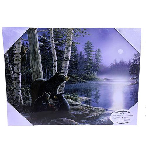 LED Wall Art -  Bears and Moon, Size 16" x 12"