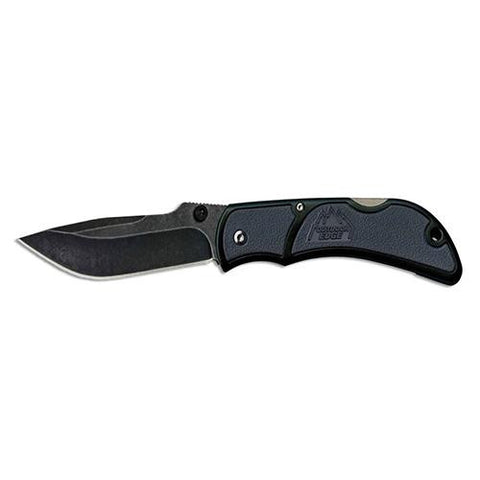 Small Chasm Folding Knife - 2.5" Black Stonewash Plain Blade, Gray Zytel Handle, Boxed