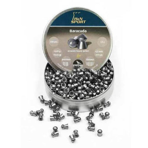 H&N Baracuda Pellets - .177 Caliber, 10.65 Grains, Round Nose, Per 500