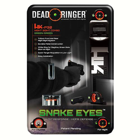 Snake Eyes Combo Sight - Heckler & Koch P30, Green Front and Rear