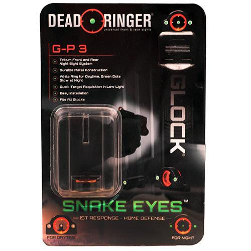 Snake Eyes Pistol Sight - GP 3, Glock Night Sights, Front and Rear Sight Combo