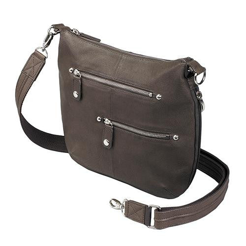 Chrome Zip Handbag - Brown