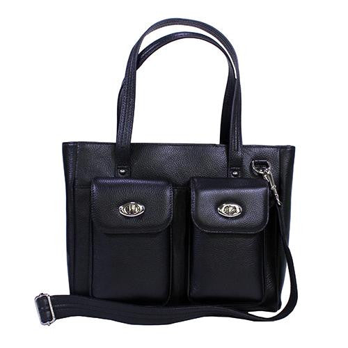 Cargo Pocket Cowhide Tote - Black