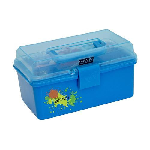 Kids Splash Tackle Box - Blue Box, Transparent Lid, 57 Pc Tackle Assortment