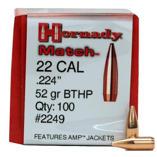 22 Caliber Bullets - (.224) 52 Gr BTHP Match (Per 100)