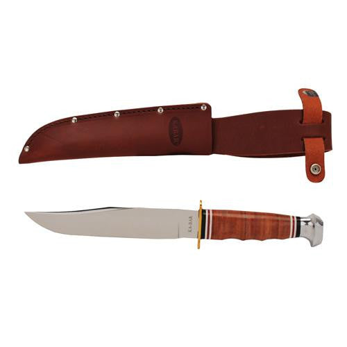 Stacked Leather Handled Hunter Knife - Bowie 11 13-16"