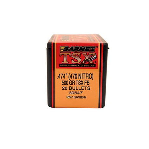 470 Nitro Express Caliber Bullets - Triple-Shock X, 500 Grains, Hollow Point Flat Base Lead-Free, Per 20