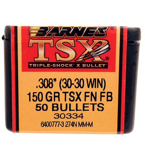 30-30 Caliber Triple-Shock X Bullets, 150 Grains, Flat Nose, Per 50