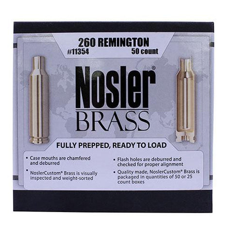 Custom Reloading Brass - 260 Remington, Per 50