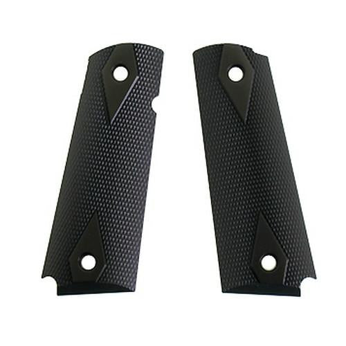 Extreme Series Grips - Checkered Aluminum, Gloss Black Anodized, Government