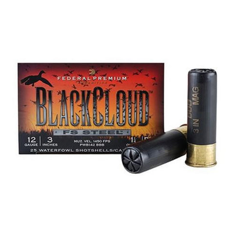 12 Gauge - Premium Black Cloud Waterfowl, 3", 1 1-4 oz, #BBB Steel Shot, Per 25