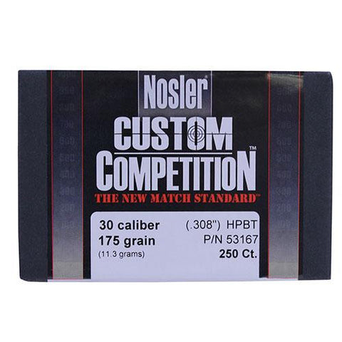 30 Caliber Bullets - Custom Competition, 175 Grains, Hollow Point Boat Tail, Per 250